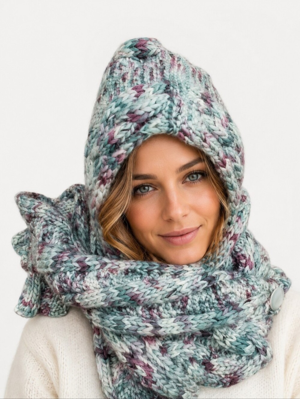 Handmade hood hat‎ with detachable scarf